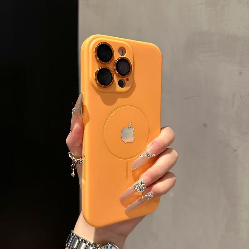 Metal lens magnetic liquid silicone iPhone protective case