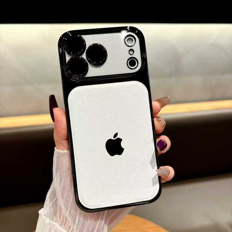 spliced electroplated leather textured iPhone protective case