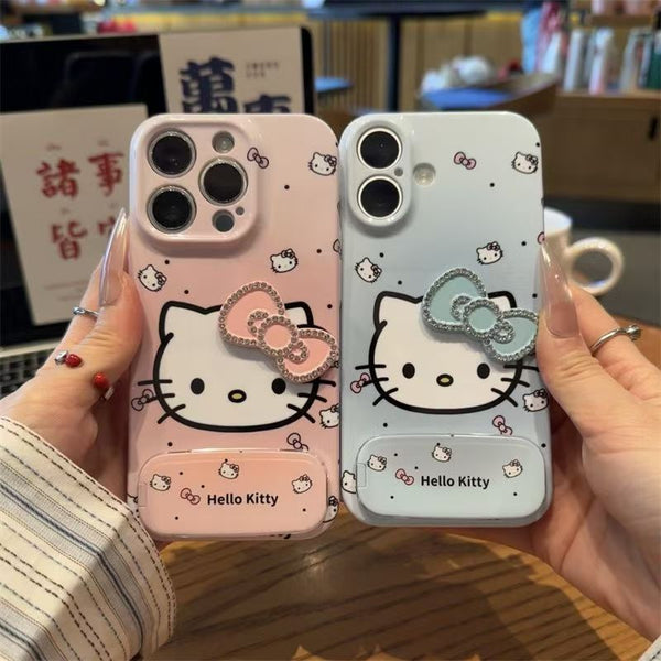 KITTY cat film hard case (with a makeup mirror holder)