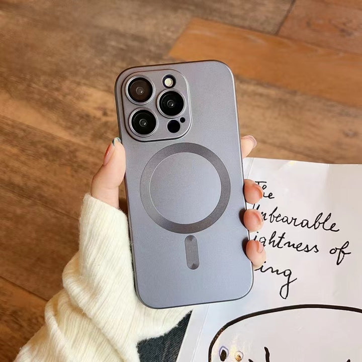 Frosted magnetic phone protective case with built-in lens film - Partner iPhone