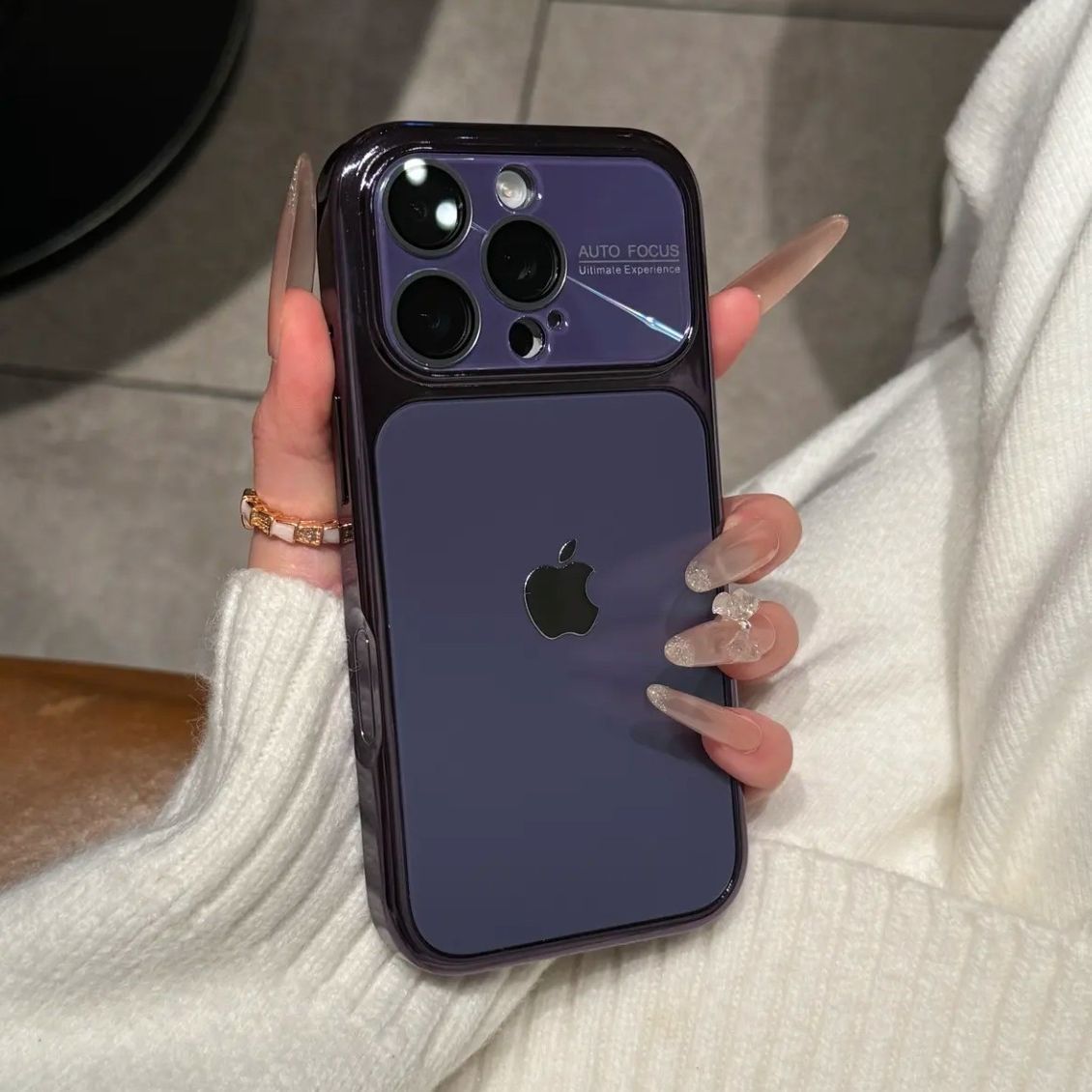Large-view electroplated aurora iPhone protective case-Dark Purple