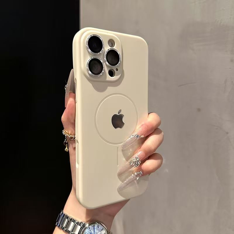 Metal lens magnetic liquid silicone iPhone protective case