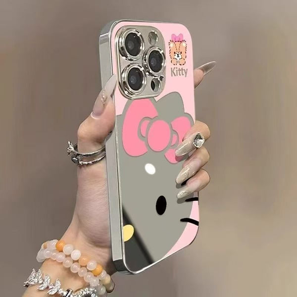 Electroplating mirror KITTY cat iPhone protective case