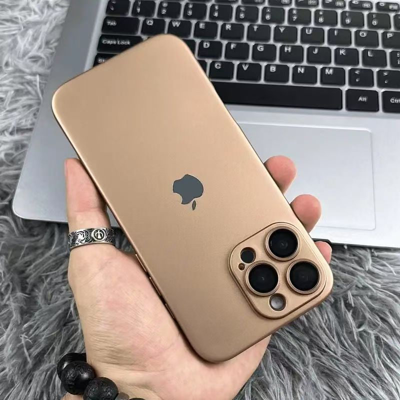Frosted iPhone protective case with built-in lens film