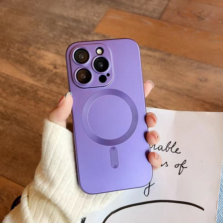 Frosted magnetic phone protective case with built-in lens film - Partner iPhone