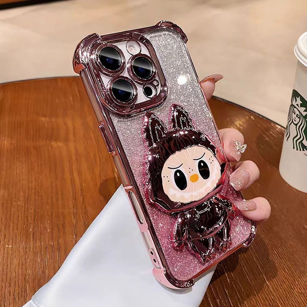 Labubu electroplated glitter ring magnetic iPhone protective case
