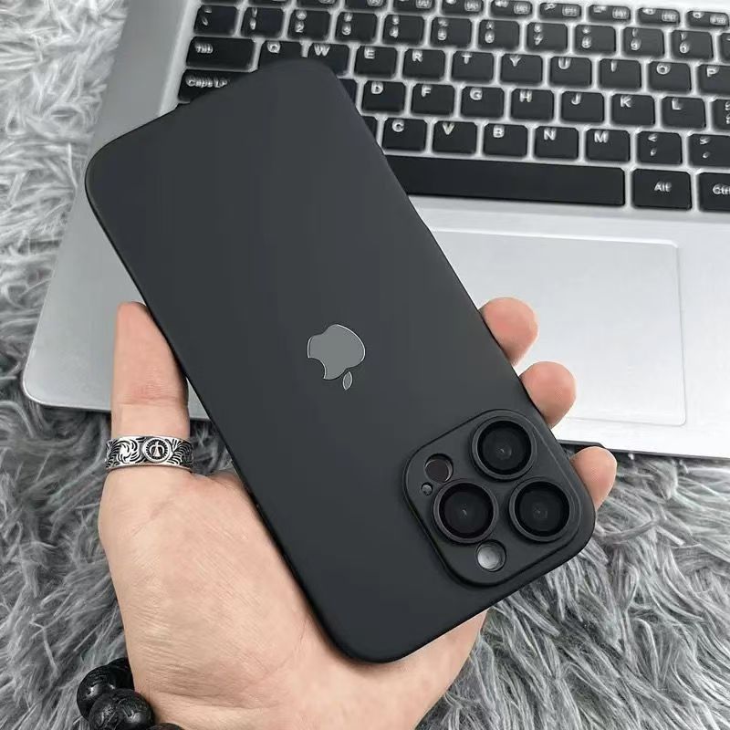 Frosted iPhone protective case with built-in lens film