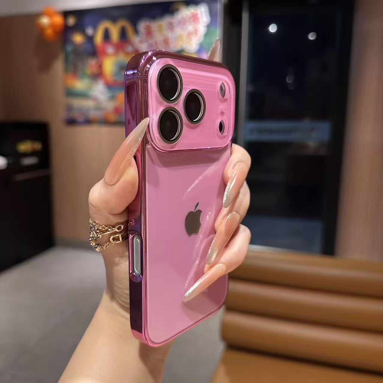Luxury Crystal Lens Screen Protector for iPhone 17 Case-Rose Red
